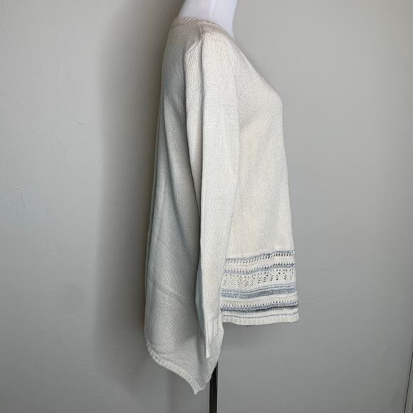 Spense Knits Cream Silver Asymmetric Sweater Sz Medium - Picture 4 of 9